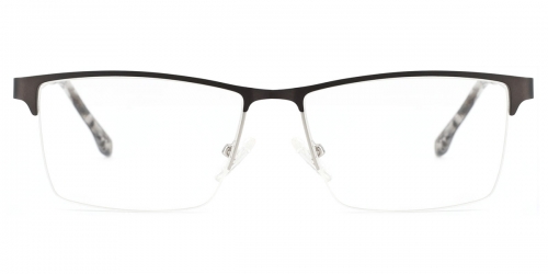 Vkyee prescription rectangle men eyeglasses in metal material, front color black-silver