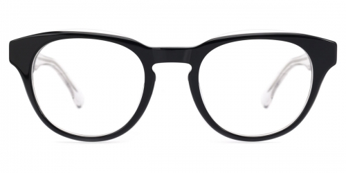 Vkyee prescription unisex eyeglasses in round shape made by mixed material, front color black