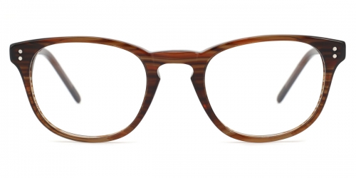 Vkyee prescription oval unisex eyeglasses in acetate materials, front color brown.