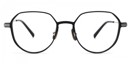 Vkyee prescription round unisex eyeglasses in titanium material, front color black