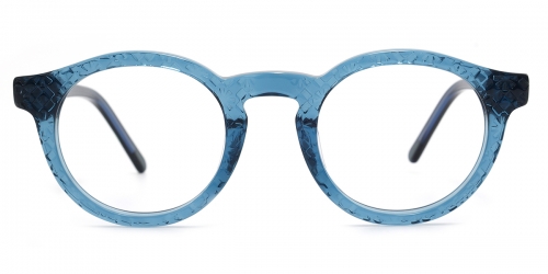 Vkyee prescription round unisex eyeglasses in acetate material, front color blue