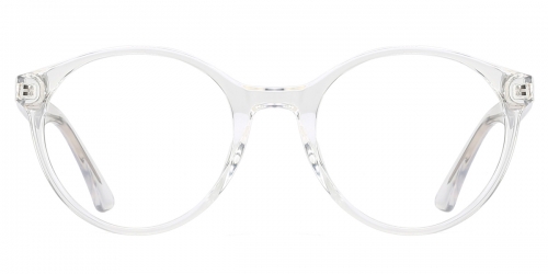Vkyee prescription round female eyeglasses in TR90 material, front color clear. 