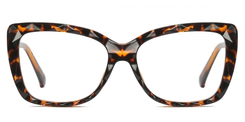 Vkyee prescription square women eyeglasses in TR material, front color tortoise.
