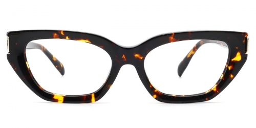 Vkyee prescription unisex eyeglasses in cat-eye shape made by acetate material, front color tortoise