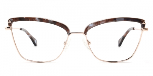 Vkyee prescription women eyeglasses square in shape with mixed materials, front color stripe.