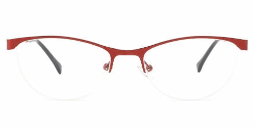 Vkyee prescription oval women eyeglasses in other metal, front  color red.