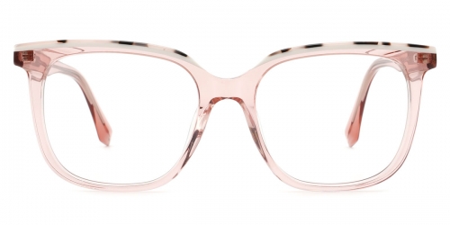 Vkyee prescription square women eyeglasses in acetate material, front color pink.