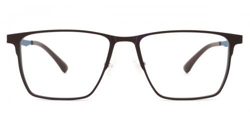 Vkyee prescription men eyeglasses in square shape with titanium  material,  ,front color brown . 