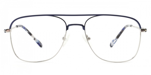 Vkyee prescription aviator unisex eyeglasses in metal materials, front color blue.