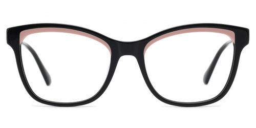 Vkyee prescription square women eyeglasses in mixed material, front color black