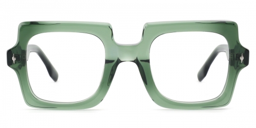 Vkyee prescription square unisex eyeglasses in acetate and mixed materials , front  color green. 