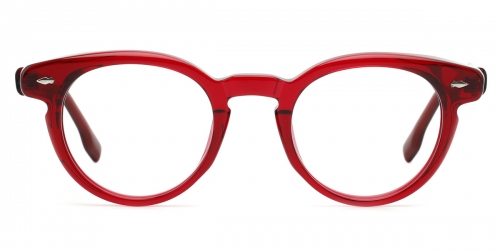 Vkyee prescription round unisex eyeglasses in mixed material, front color red
