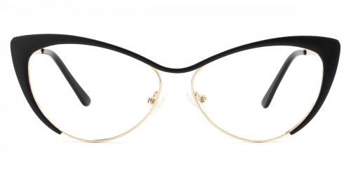 Vkyee prescription women eyeglasses oval in shape with metal material, front color black.