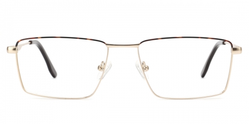 Vkyee prescription men eyeglasses square in shape with metal material, front color tortoise.