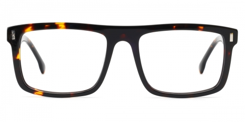 Vkyee prescription square unisex eyeglasses in mixed materials, front color tortoise.
