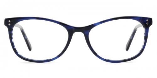 Vkyee prescription oval women eyeglasses in acetate materials, front color blue.