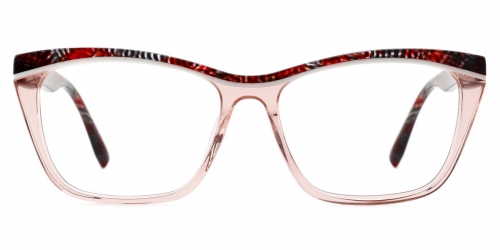 Vkyee prescription women eyeglasses in square shape made by acetate material, front color pink