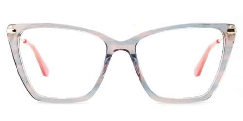 Vkyee prescription cat-eye women eyeglasses in acetate materials, front color flower.