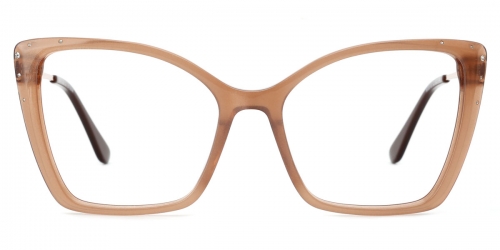 Vkyee prescription square women eyeglasses in acetate material, front color brown