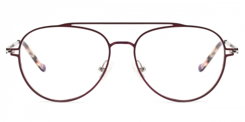 Vkyee prescription unisex eyeglasses oval in shape with metal material, front color purple