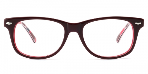 Vkyee prescription oval women eyeglasses in mixed material, front color red
