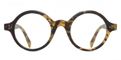 Vkyee prescription optical eyeglasses unisex  round TR90 frame,front color tortoise