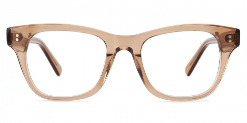 Vkyee prescription square unisex eyeglasses in acetate material, front color brown.