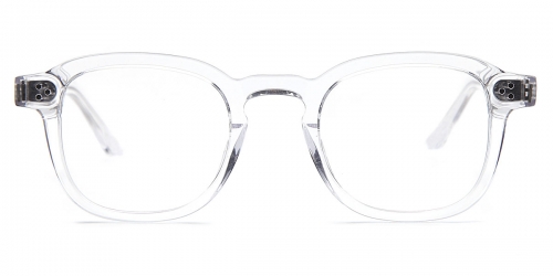 Vkyee prescription round unisex eyeglasses in mixed materials, front  color clear.
