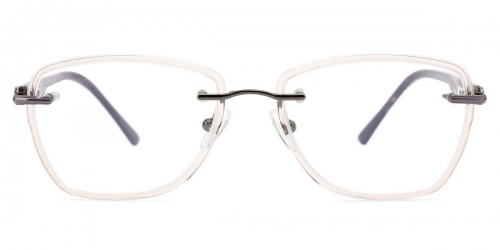 Vkyee prescription oval women eyeglasses in mixed materials, front color clear.