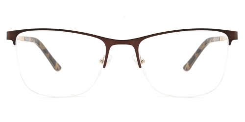 Vkyee prescription rectangle shape women eyeglasses in other material, front color brown .