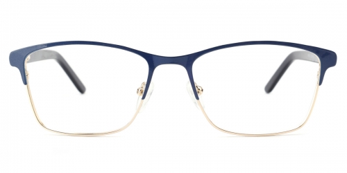 Vkyee prescription women eyeglasses square in shape with metal material, front color blue.