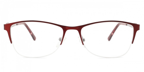 Vkyee prescription women in oval shape with other mixed material, front color red  .