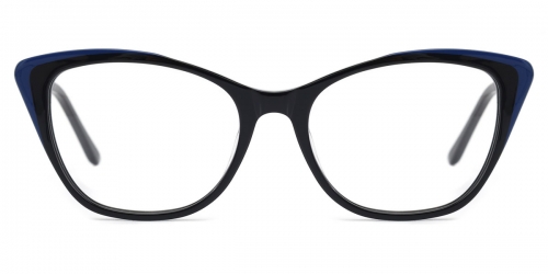 Vkyee prescription cat-eye women eyeglasses in mixed materials, front  color blue.