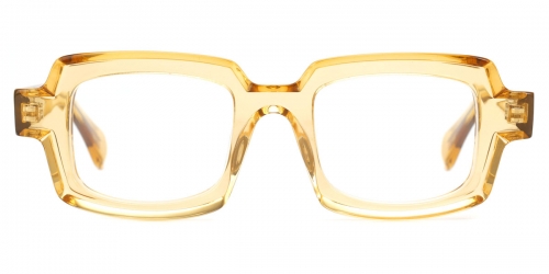 Vkyee prescription square women eyeglasses in mixed materials, front color yellow.