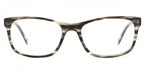Vkyee prescription square unisex eyeglasses in acetate materials, front color gray stripe.
