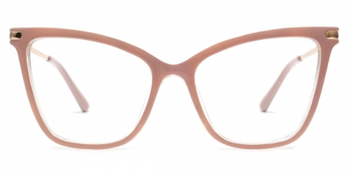 Vkyee prescription women eyeglasses in cat-eye shape made by plastic material, front color pink.