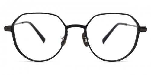 Vkyee prescription round unisex eyeglasses in titanium material, front color black-gun