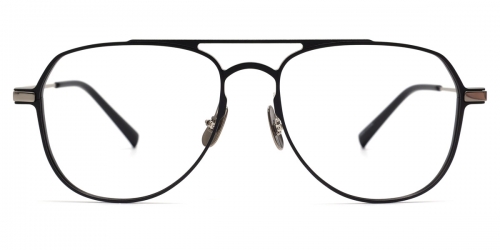Vkyee prescription aviator men eyeglasses in titanium material, front color black-silver