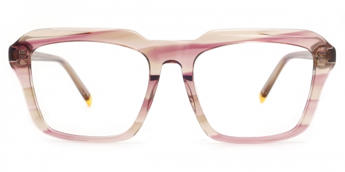 Vkyee prescription square female eyeglasses in acetate material, front color flower.