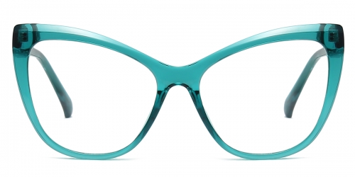 Vkyee prescription square female eyeglasses in TR90 material, front color green.