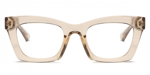 Vkyee prescription square female eyeglasses in TR90 material, front color champagne.