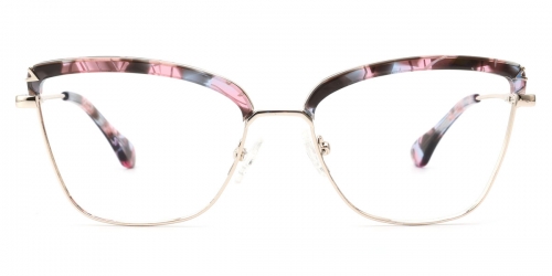 Vkyee prescription women eyeglasses square in shape with mixed materials, front color flower.