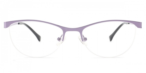 Vkyee prescription oval women eyeglasses in other metal, front color purple.