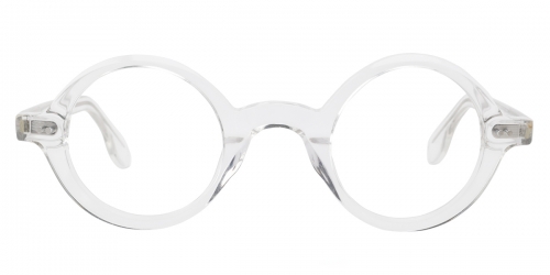 Vkyee prescription round unisex eyeglasses in acetate material, front color clear.