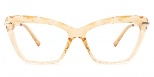 Vkyee prescription square female eyeglasses in TR90 material and mixed materials ,front color orange .