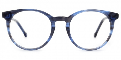Vkyee prescription round unisex eyeglasses in acetate materials, front color blue.