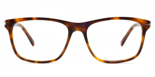Vkyee prescription rectangle men eyeglasses in mixed material, front color tortoise.