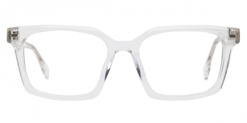 Vkyee prescription square unisex eyeglasses in acetate material, front color clear.