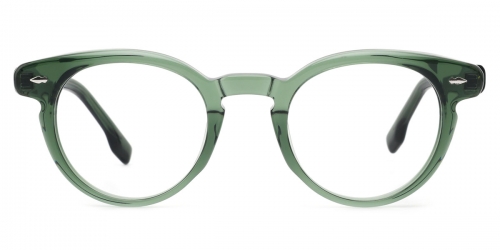 Vkyee prescription round unisex eyeglasses in mixed material, front color green