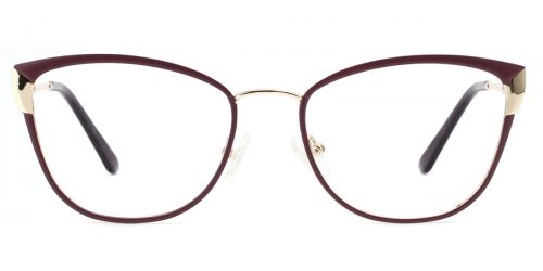 Vkyee prescription optical eyeglasses female square metal frame,front color purple